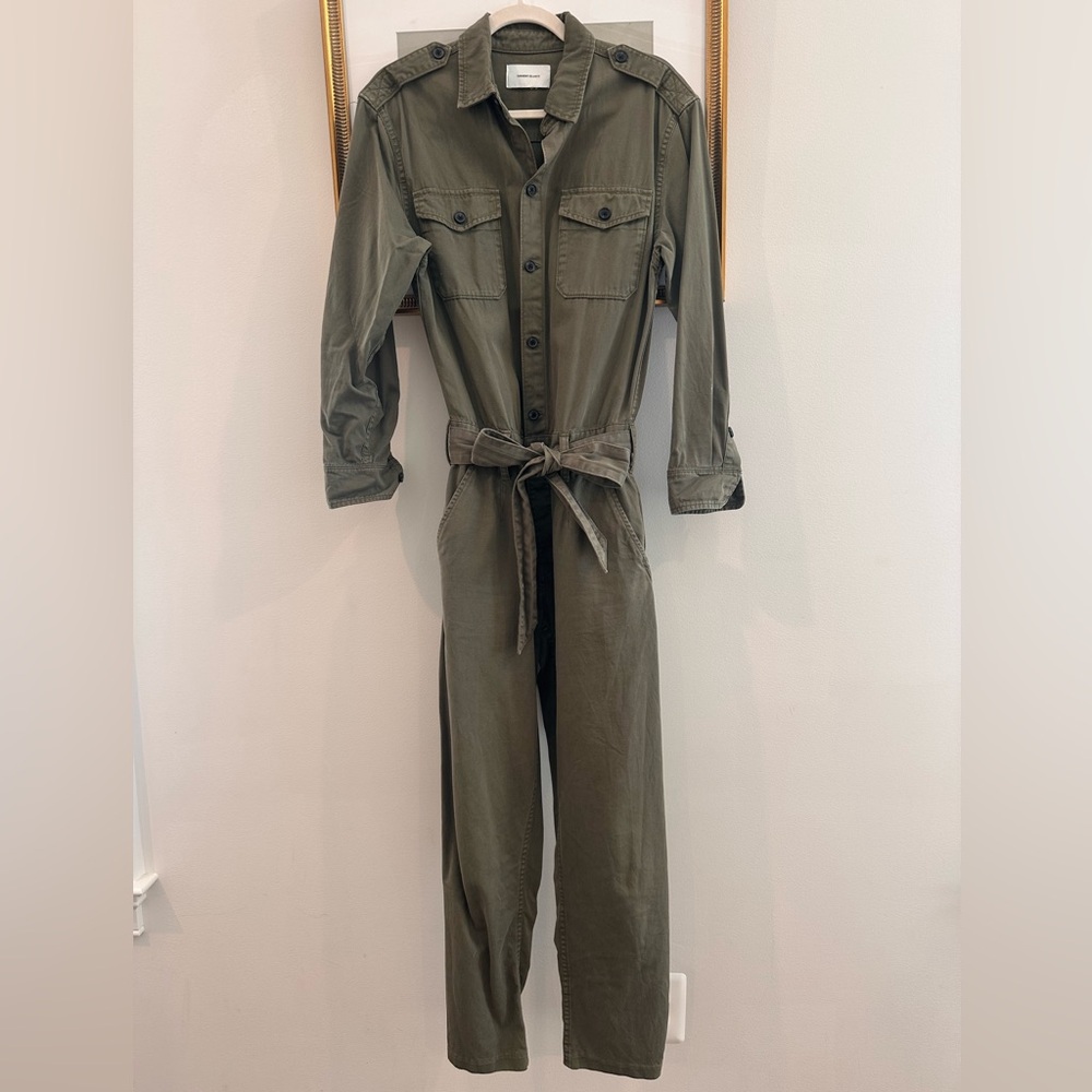Current/Elliott Army Green Button-Front Jumpsuit